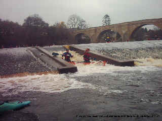 Fish ladder at Chollerford. Airated water reduces bouyancy.