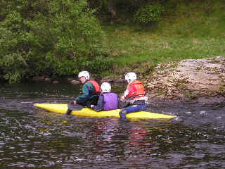 Getting the feel of it at Spey Bridge, Newton More.